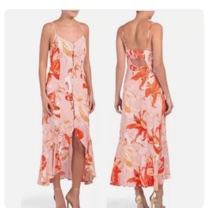 Abel the Label Flower Bomb Lola high low button down dress Sz XS